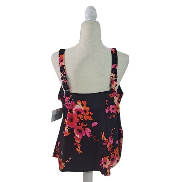 Beach Belle Women's Black Multi Floral Tankini Top Travel Vacation Plus Sz 20 - Picture 5 of 8